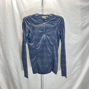 Athleta Womens S Athletic Shirt Long sleeve Quarter zip Dk Gray zipper sleeve
